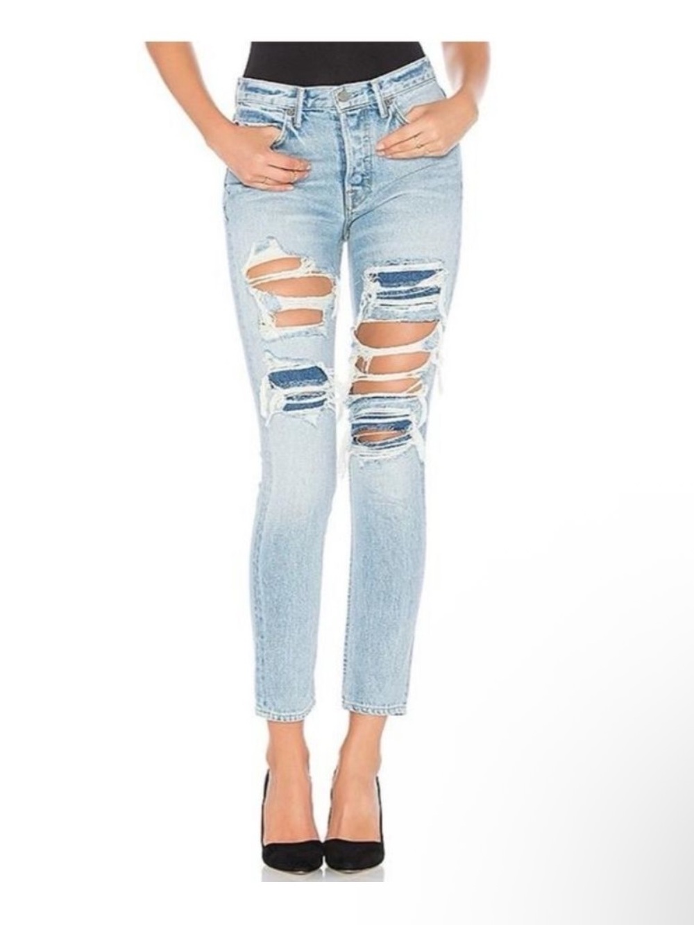 GRLFRND + Revolve Denim The Karolina Light Blue E Street
Wash